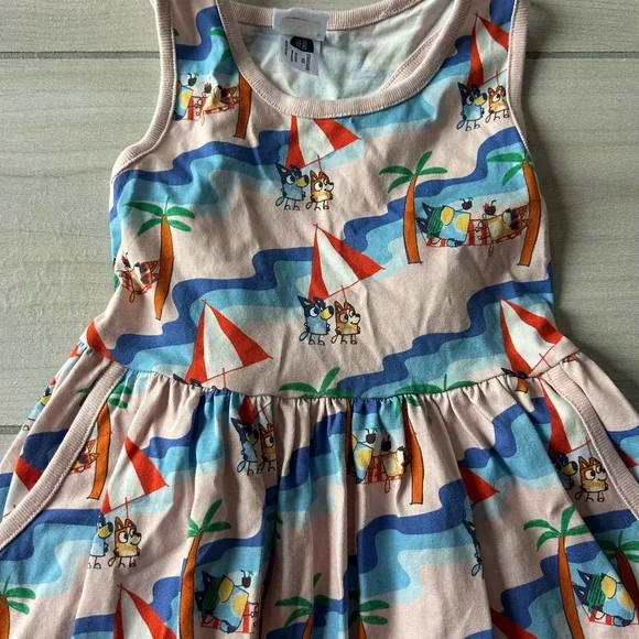 Hanna Andersson Multicolor Beach Print Bluey Tank Pocket Dress - Picture 2 of 5